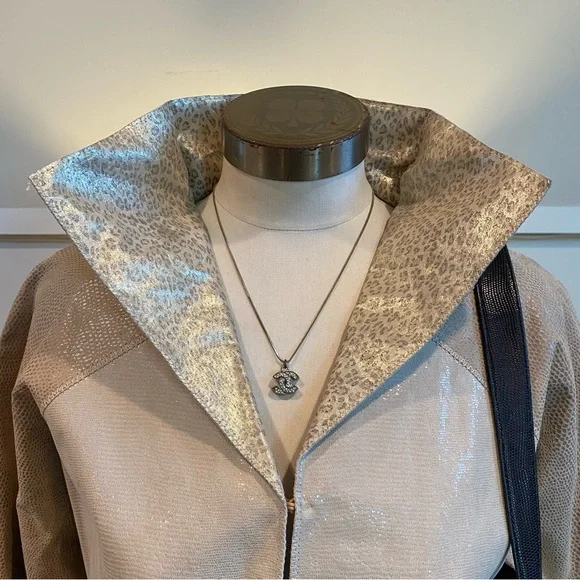 Vintage 80s Animal Print Genuine Suede Leather Blazer Jacket Grunge Indie Scandi - Picture 2 of 4